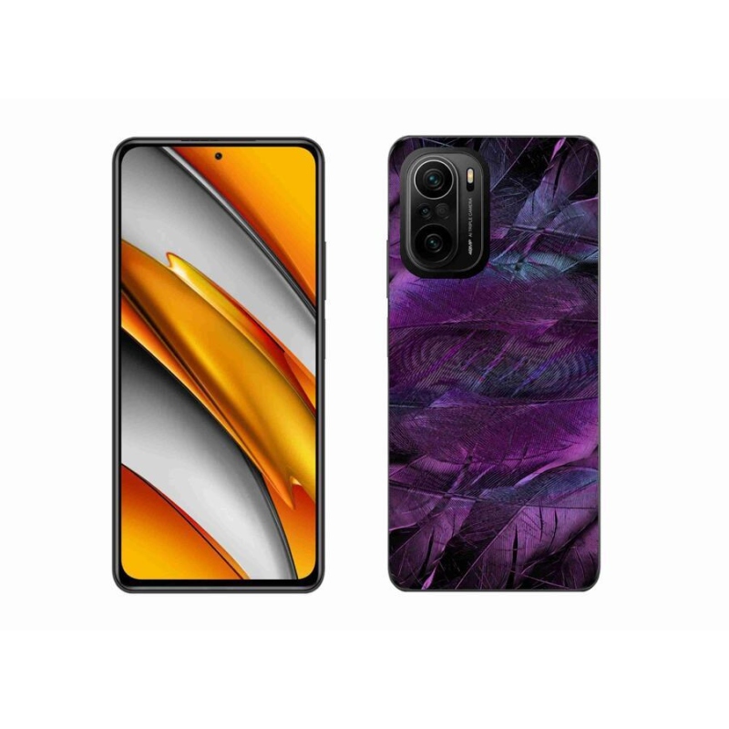 Gél borítás mmCase a Xiaomi Poco F3-hoz - lila tollak