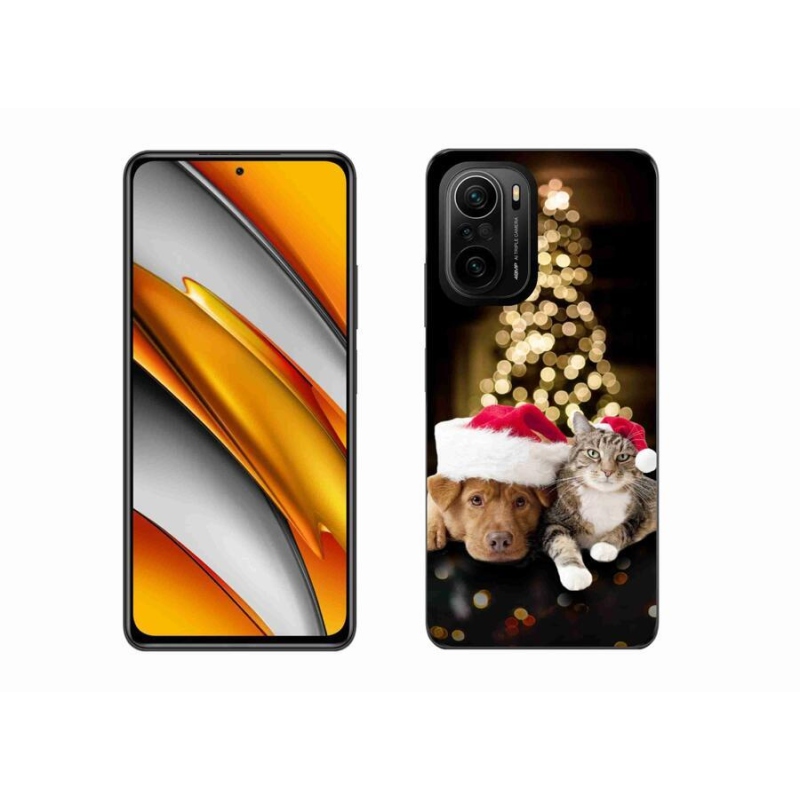 Gél borító mmCase a Xiaomi Poco F3-hoz - Karácsonyi kutya és macska