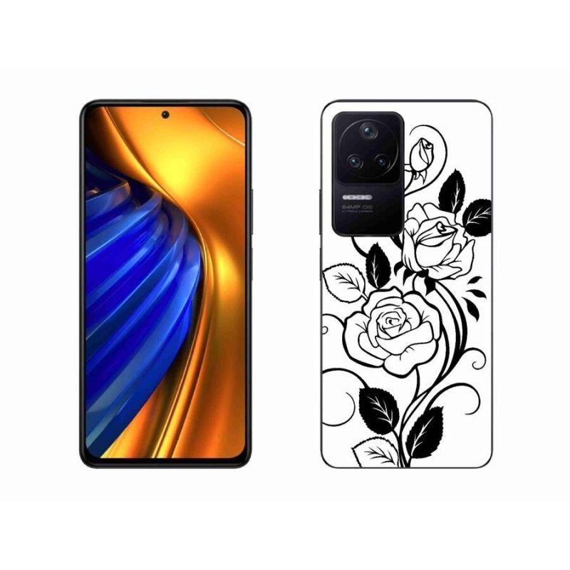 Gél borítás mmCase a Xiaomi Poco F4-hez - fekete és fehér rózsa