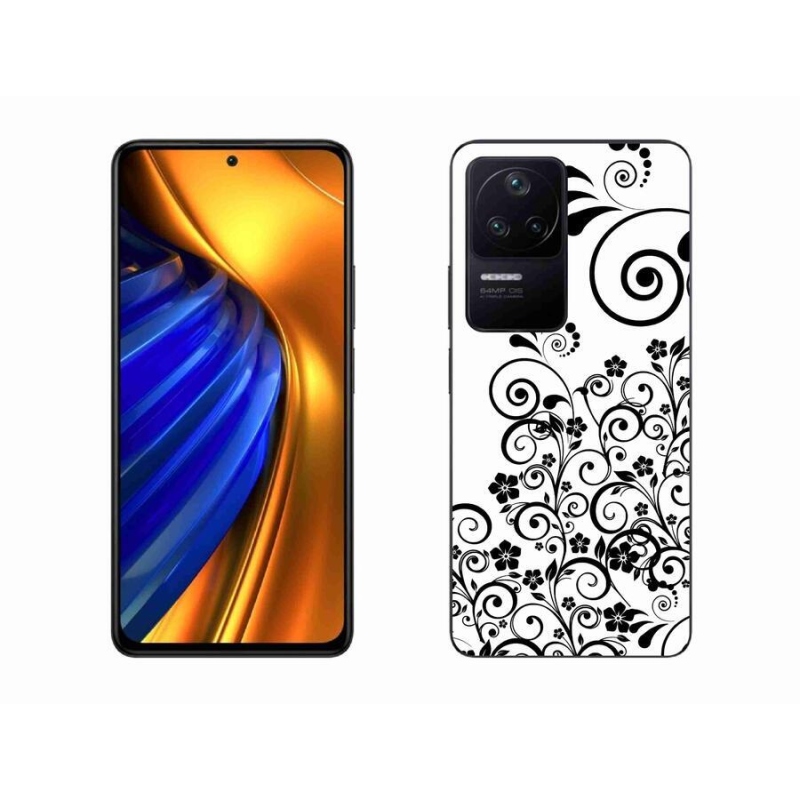 Gél borítás mmCase a Xiaomi Poco F4 készülékhez - fekete és fehér virágmintás