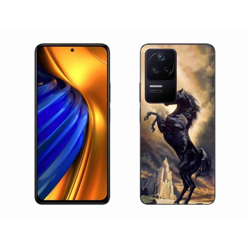 Gél borítás mmCase a Xiaomi Poco F4-hez - fekete rajzfilm ló