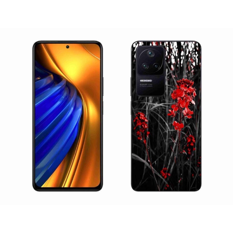 Gél borító mmCase a Xiaomi Poco F4-hez - piros növény