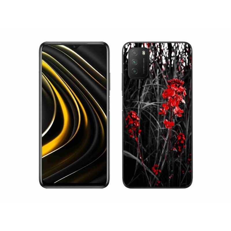 Gél borítás mmCase a Xiaomi Poco M3-hoz - piros növény
