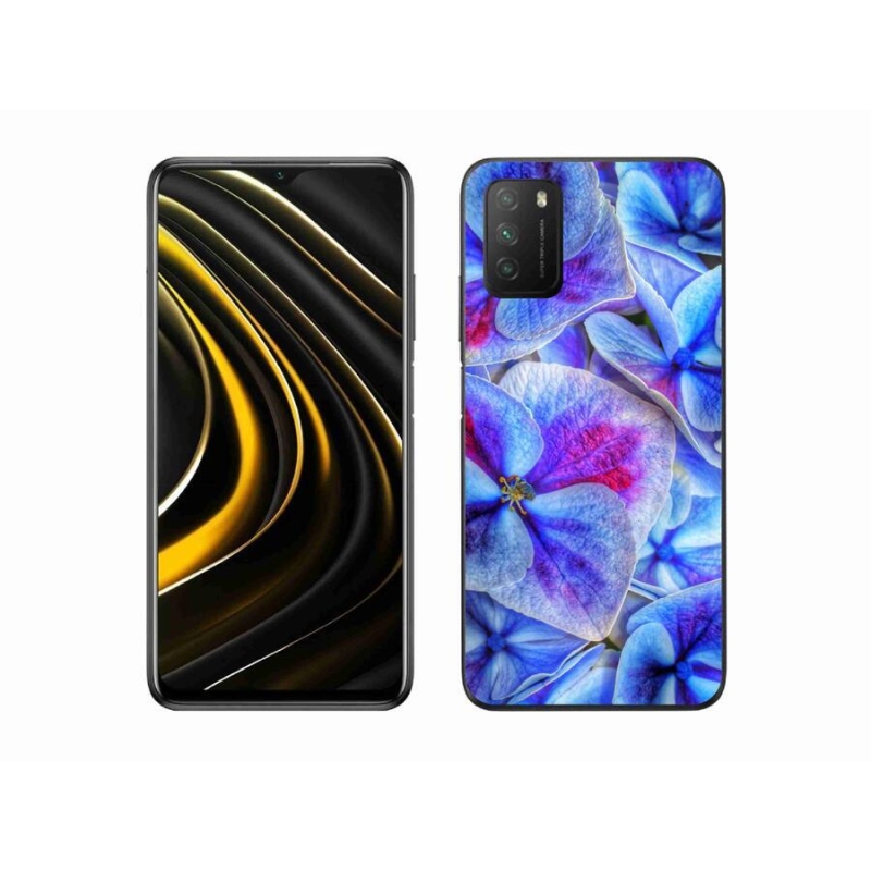 Gél borító mmCase a Xiaomi Poco M3-hoz - kék virágok 1