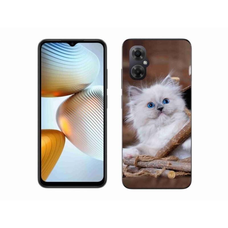 Gél borítás mmCase a Xiaomi Poco M4 5G-hez - fehér cica