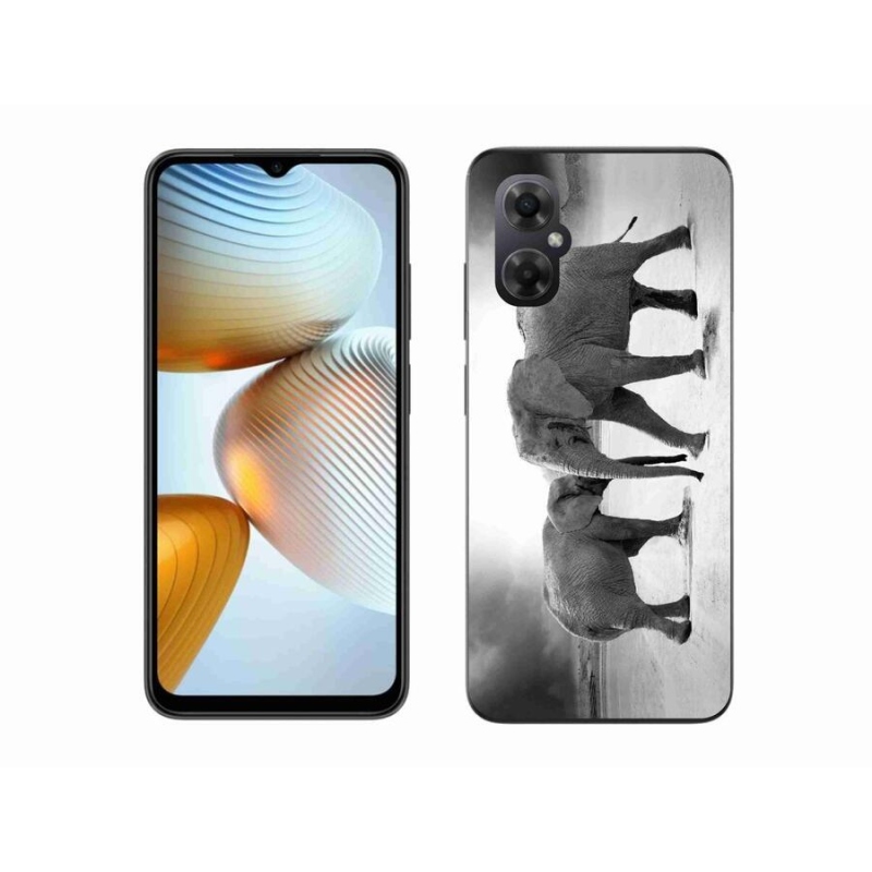 Gél borítás mmCase a Xiaomi Poco M4 5G számára - fekete és fehér elefántok