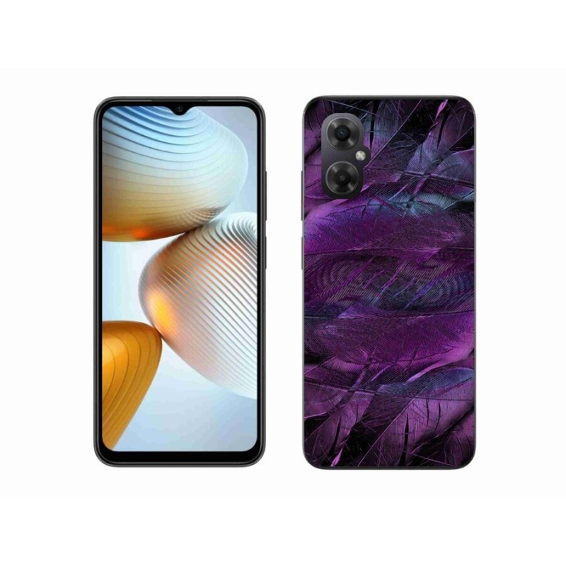 Gél borítás mmCase a Xiaomi Poco M4 5G számára - lila tollak