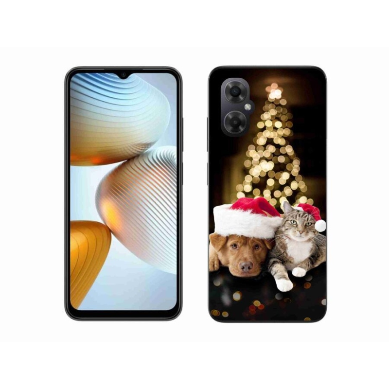 Gél borító mmCase a Xiaomi Poco M4 5G-hez - Karácsonyi kutya és macska