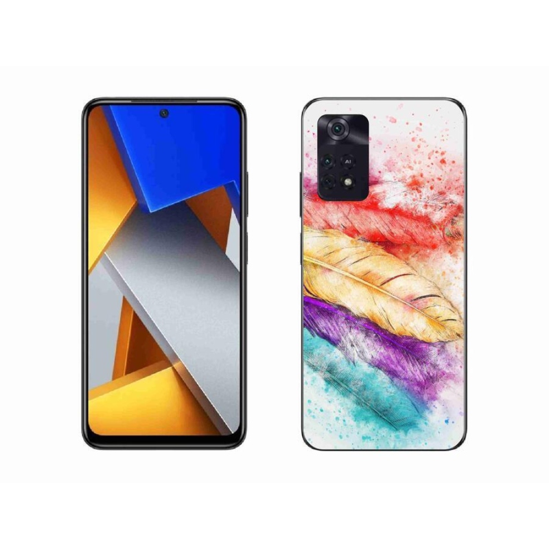 Gél borítás mmCase a Xiaomi Poco M4 Pro 4G-hez - színes tollakkal