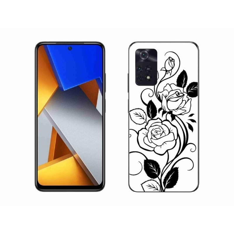 Gél borítás mmCase a Xiaomi Poco M4 Pro 4G-hez - fekete és fehér rózsa