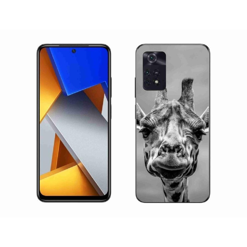 Gél borítás mmCase a Xiaomi Poco M4 Pro 4G-hez - fekete és fehér zsiráf