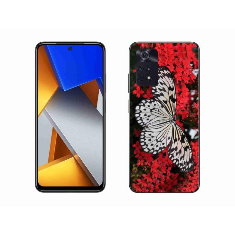 Gél borítás mmCase a Xiaomi Poco M4 Pro 4G-hez - fekete és fehér pillangó 1