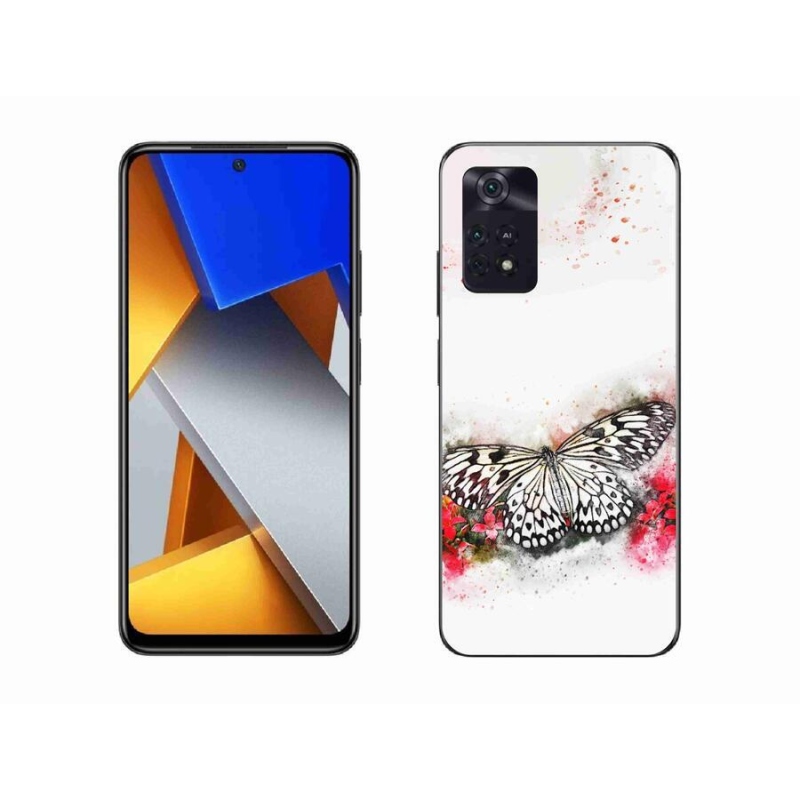 Gél borítás mmCase a Xiaomi Poco M4 Pro 4G-hez - fekete és fehér pillangó