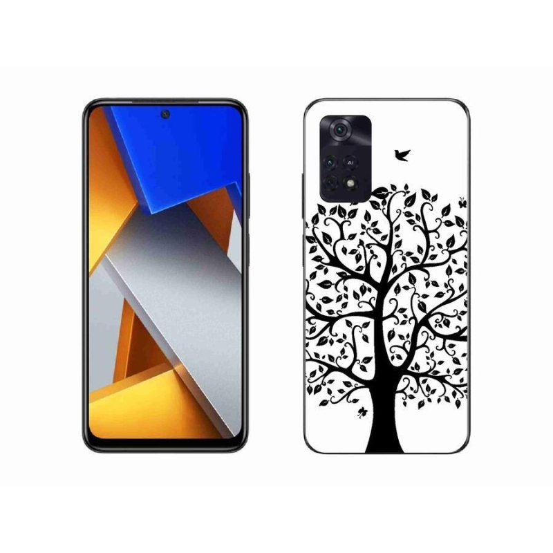 Gél borítás mmCase a Xiaomi Poco M4 Pro 4G-hez - fekete és fehér fa