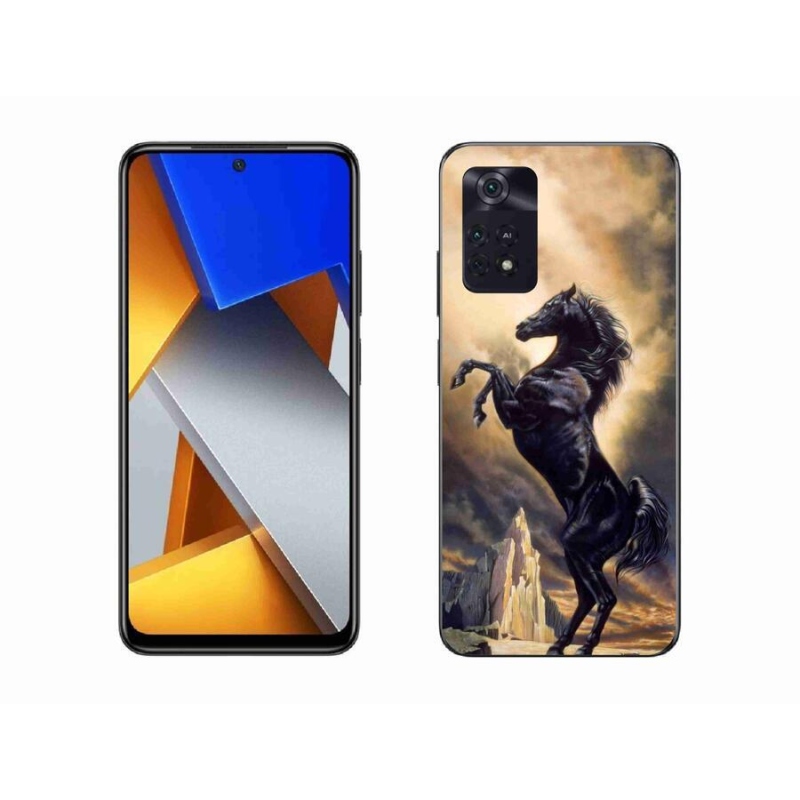 Gél borítás mmCase a Xiaomi Poco M4 Pro 4G-hez - fekete rajzfilm ló