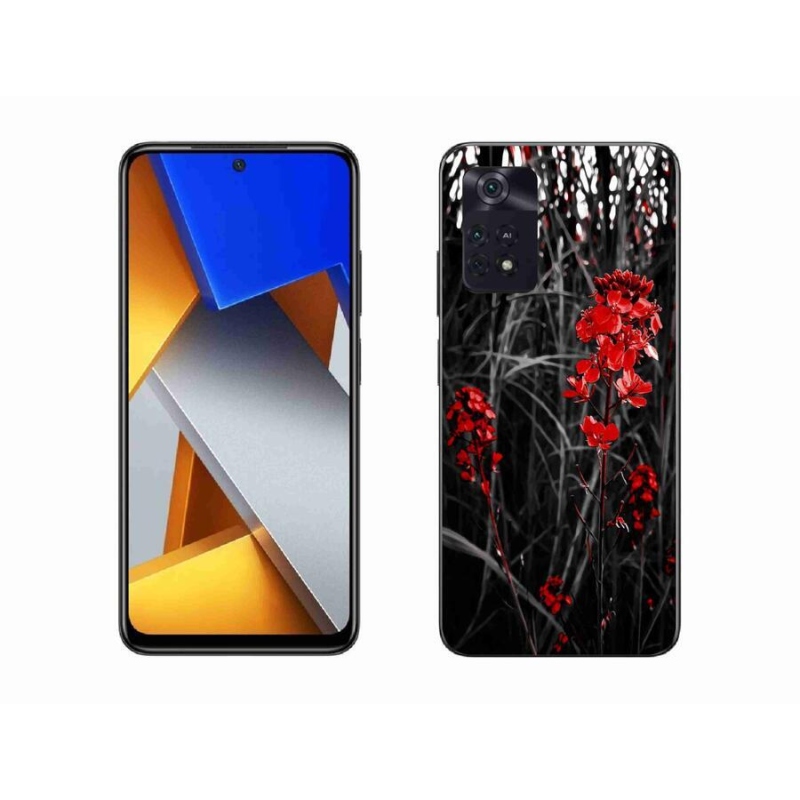 Gél borítás mmCase a Xiaomi Poco M4 Pro 4G - piros növényhez