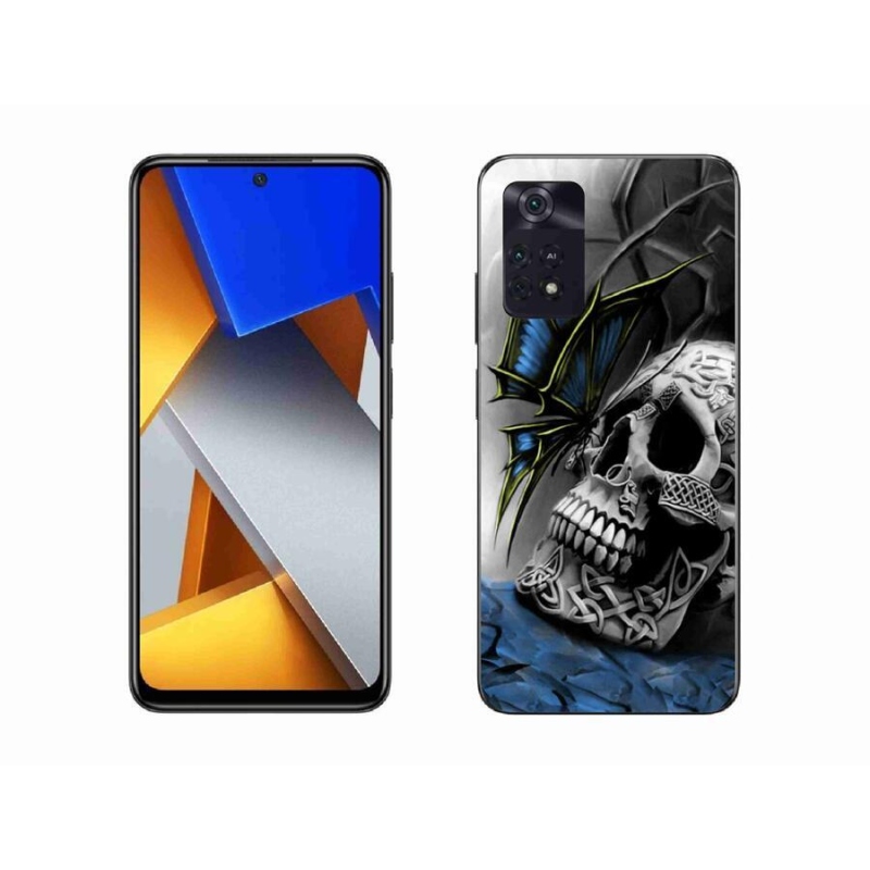 Gél borítás mmCase a Xiaomi Poco M4 Pro 4G-hez - pillangó és koponya