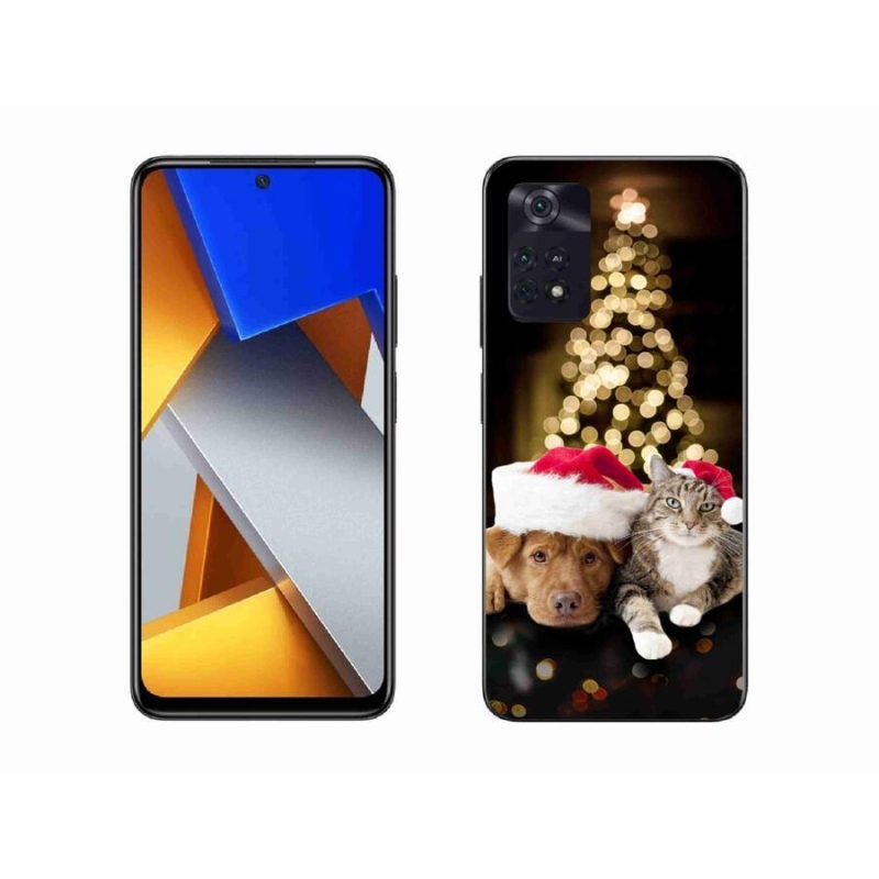 Gél borító mmCase a Xiaomi Poco M4 Pro 4G-hez - Karácsonyi kutya és macska