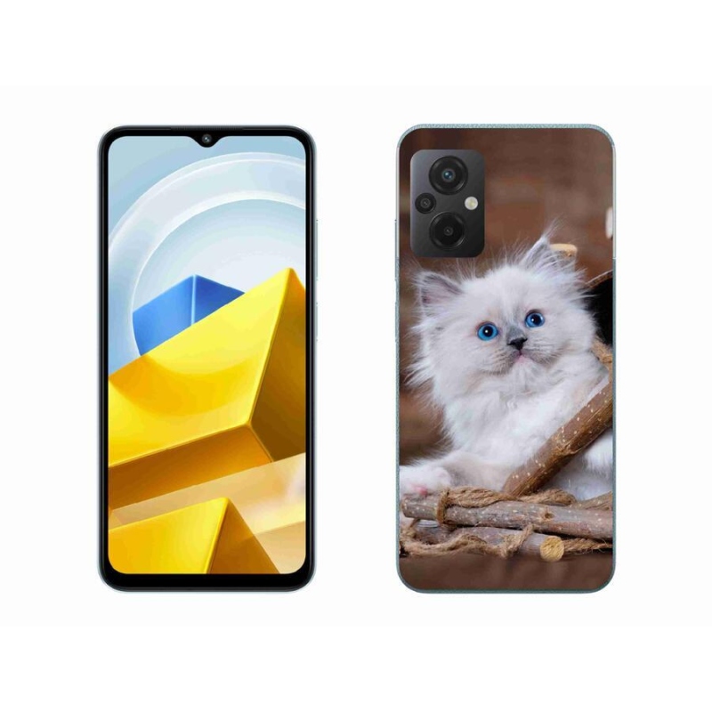 Gél borítás mmCase a Xiaomi Poco M5 4G-hez - fehér cica