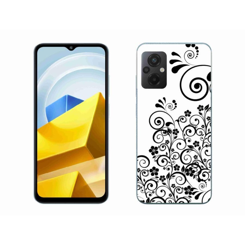 Gél borítás mmCase a Xiaomi Poco M5 4G készülékhez - fekete és fehér virágmintás