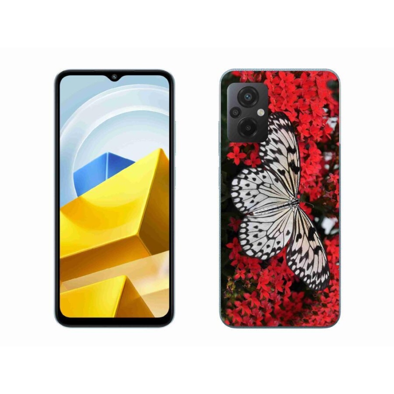 Gél borítás mmCase a Xiaomi Poco M5 4G-hez - fekete és fehér pillangó 1