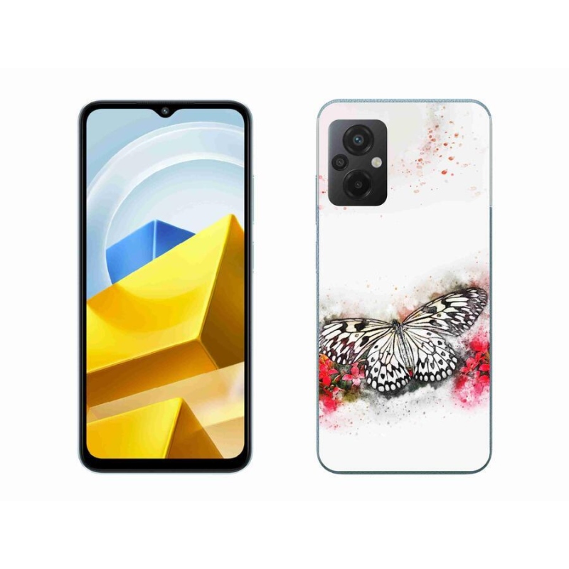 Gél borítás mmCase a Xiaomi Poco M5 4G-hez - fekete és fehér pillangó