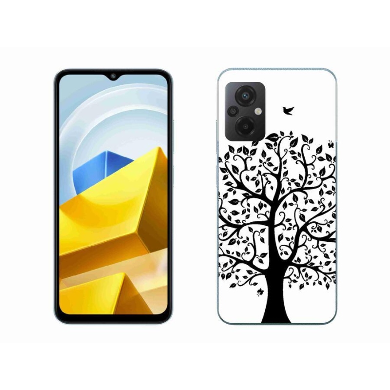 Gél borítás mmCase a Xiaomi Poco M5 4G-hez - fekete és fehér fa