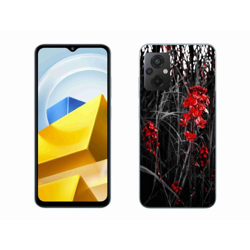 Gél borító mmCase a Xiaomi Poco M5 4G-hez - piros növény