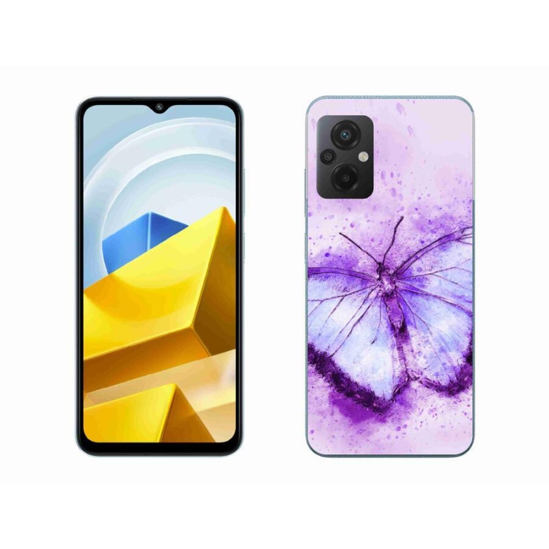 Gél borítás mmCase a Xiaomi Poco M5 4G-hez - lila pillangó