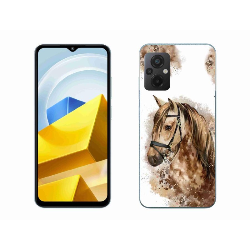 Gél borítás mmCase a Xiaomi Poco M5 4G-hez - barna rajzfilm ló