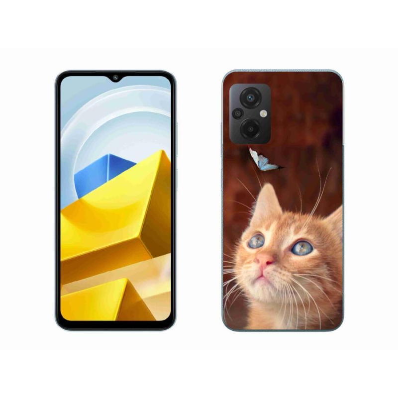 Gél borítás mmCase a Xiaomi Poco M5 4G-hez - pillangó és cica