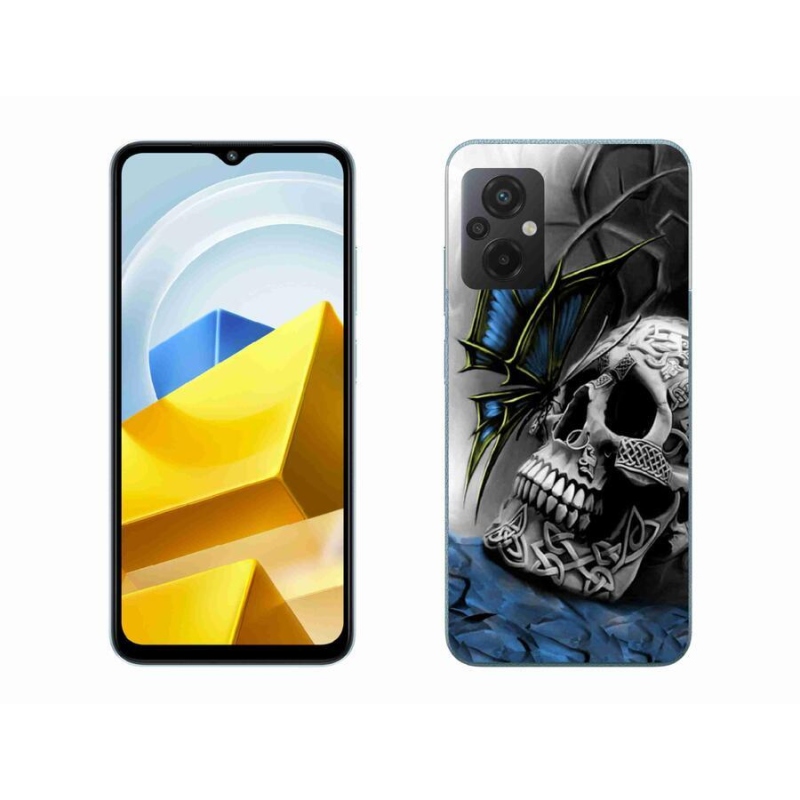 Gél borítás mmCase a Xiaomi Poco M5 4G-hez - pillangó és koponya