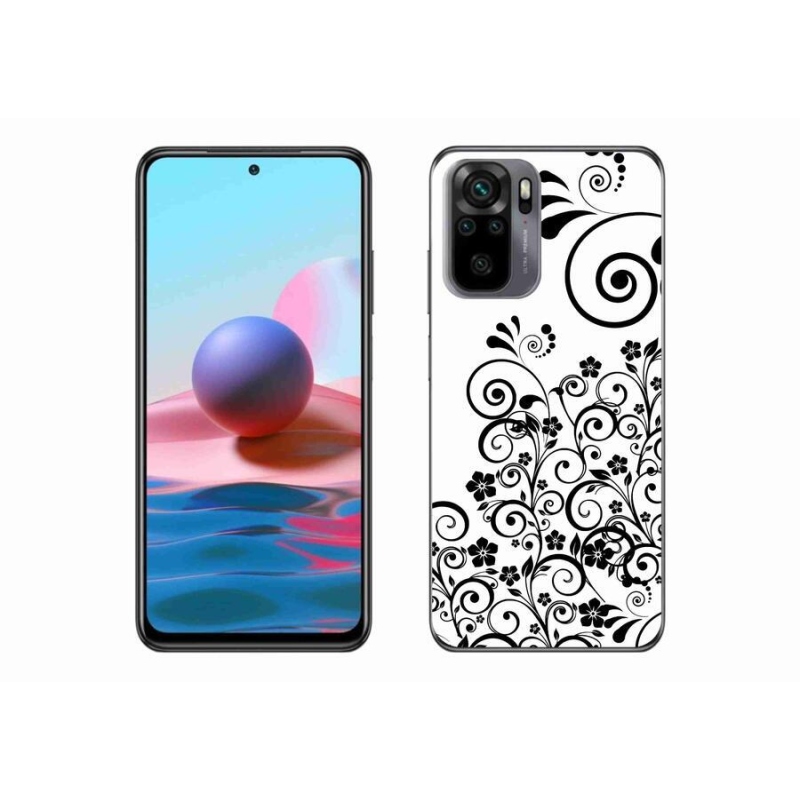 Gél borító mmCase a Xiaomi Poco M5s készülékhez - fekete és fehér virágmintás