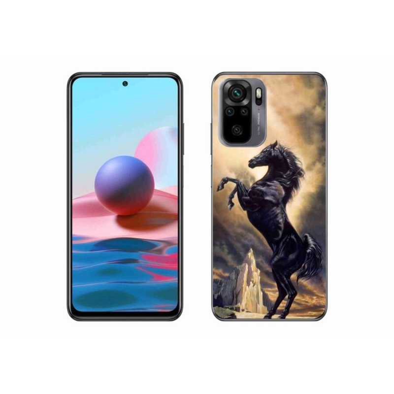 Gél borító mmCase a Xiaomi Poco M5s készülékhez - fekete rajzfilm ló