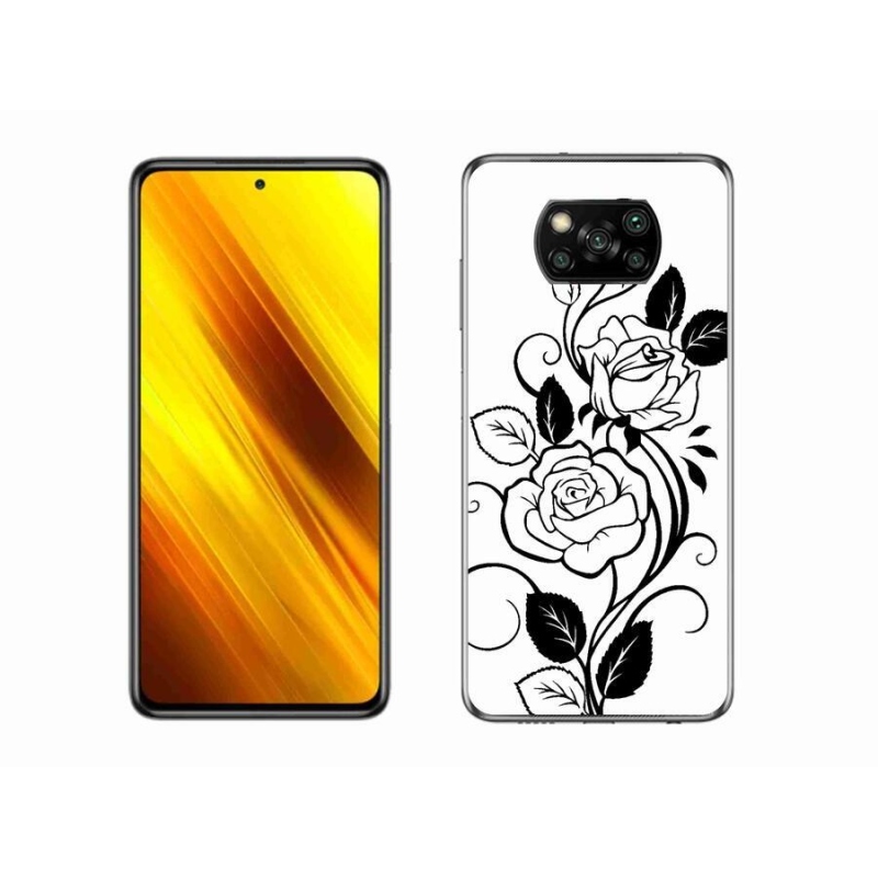 Gél borítás mmCase a Xiaomi Poco X3-hoz - fekete és fehér rózsa