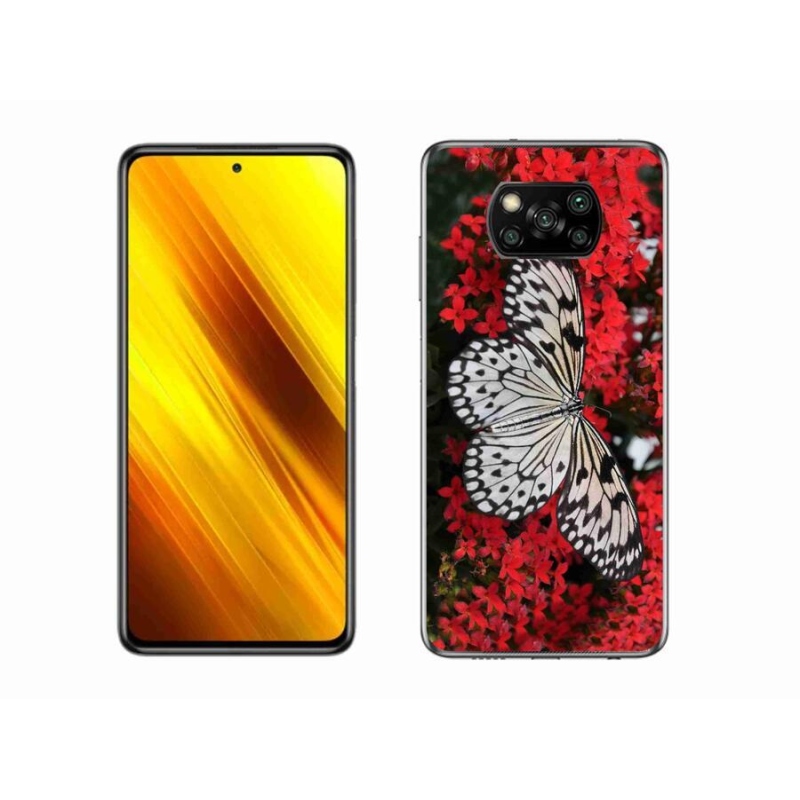 Gél borítás mmCase a Xiaomi Poco X3 Pro számára - fekete és fehér pillangó 1