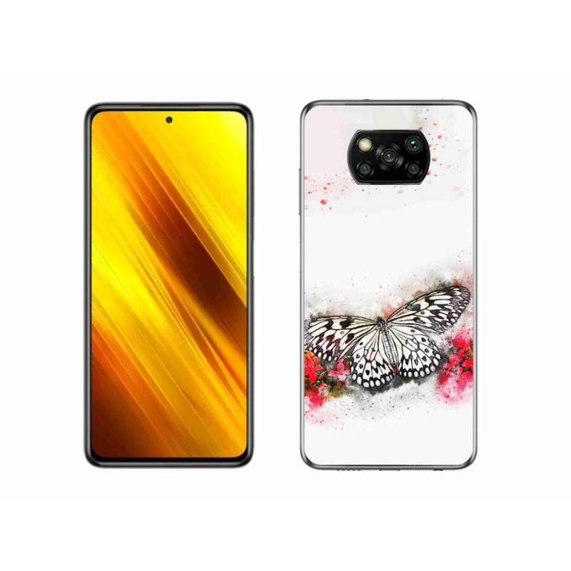 Gél borítás mmCase a Xiaomi Poco X3 Pro számára - fekete és fehér pillangó