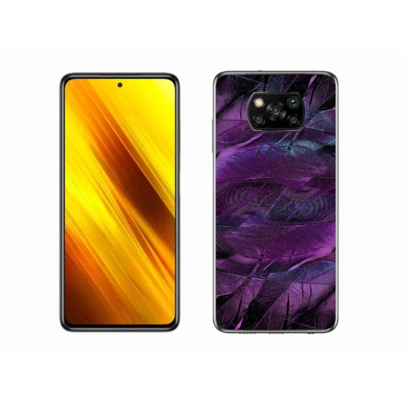 Gél borítás mmCase a Xiaomi Poco X3 Pro számára - lila tollak