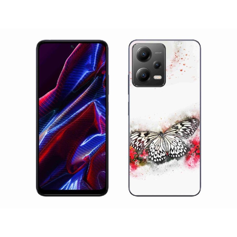 Gél borítás mmCase a Xiaomi Poco X5 5G számára - fekete és fehér pillangó