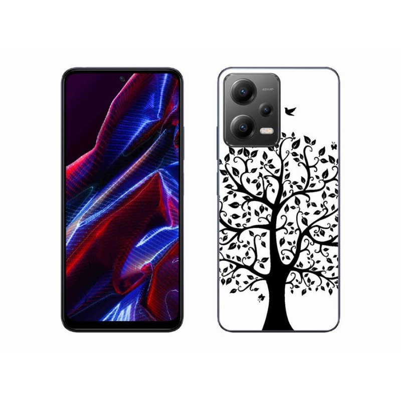 Gél borítás mmCase a Xiaomi Poco X5 5G számára - fekete és fehér fa