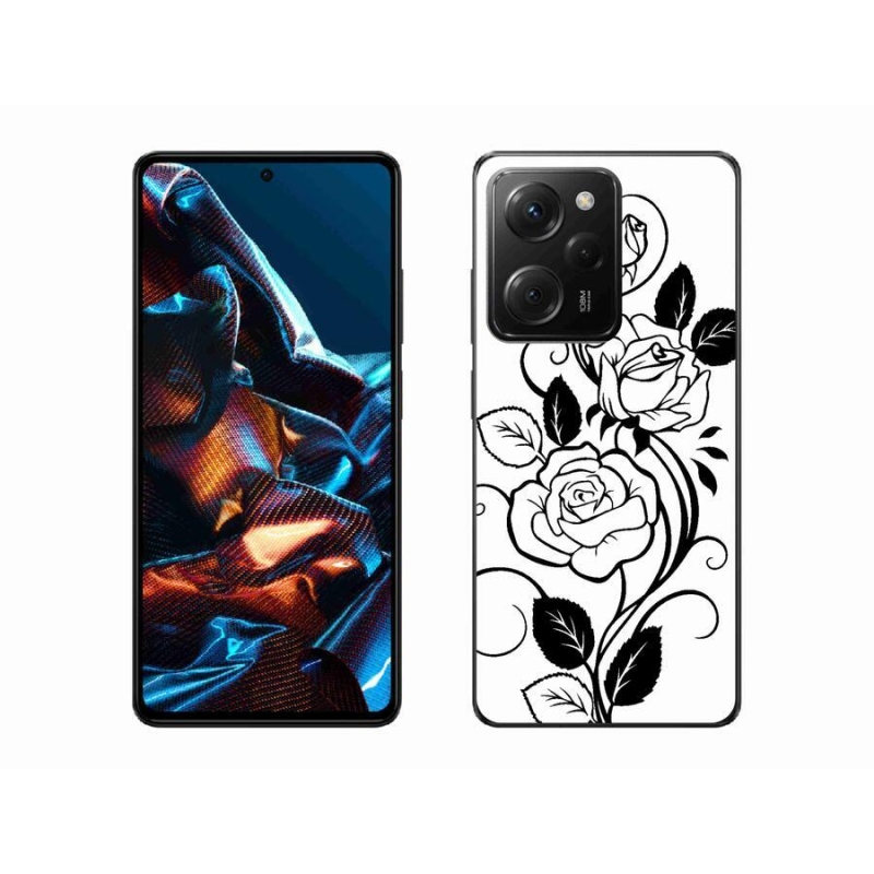 Gél borítás mmCase a Xiaomi Poco X5 Pro 5G számára - fekete és fehér rózsa