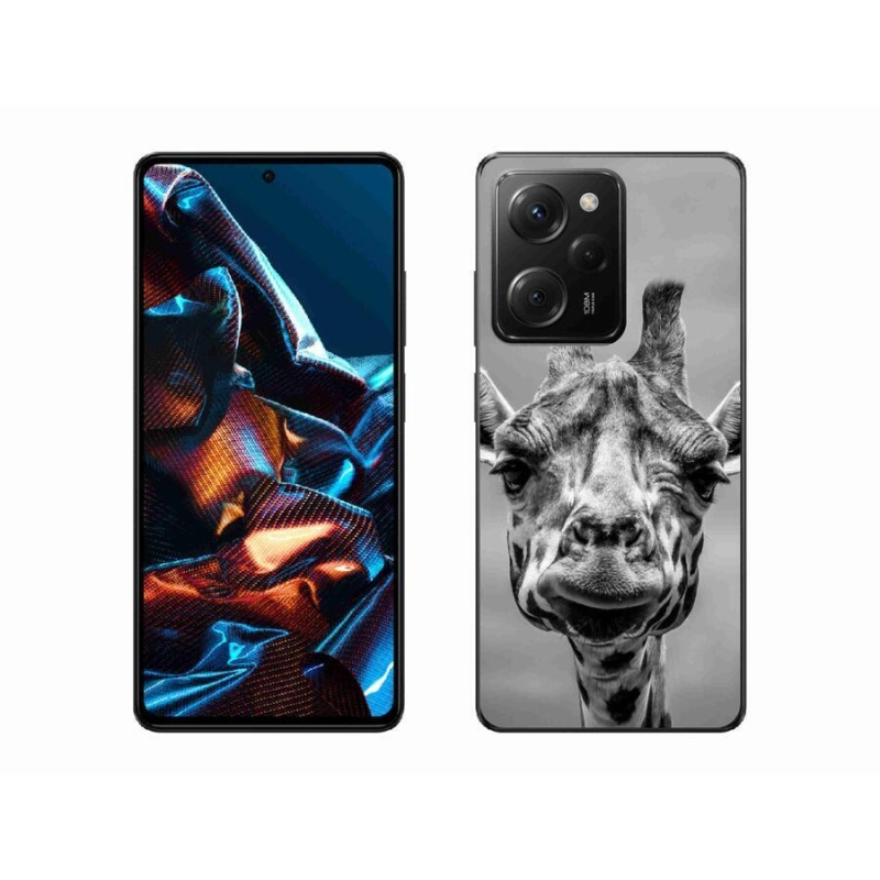 Gél borítás mmCase a Xiaomi Poco X5 Pro 5G számára - fekete-fehér zsiráf