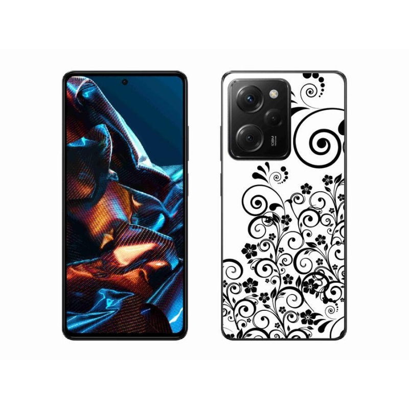 Gél borítás mmCase a Xiaomi Poco X5 Pro 5G-hez - fekete és fehér virágminták