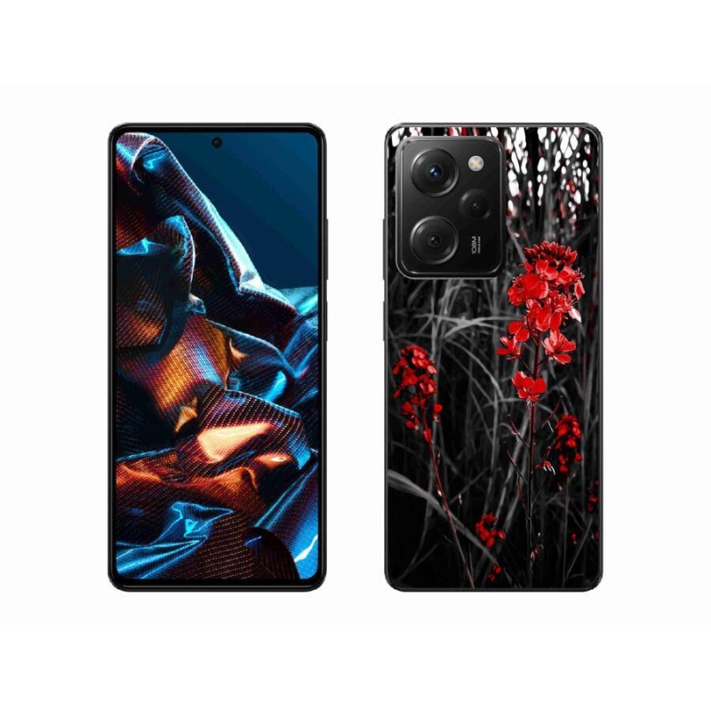 Gél borítás mmCase a Xiaomi Poco X5 Pro 5G számára - piros növény