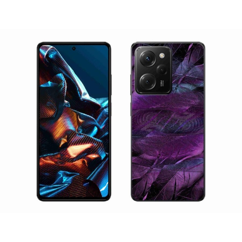 Zselés borítás mmCase a Xiaomi Poco X5 Pro 5G számára - lila tollak