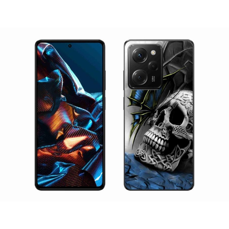 Gél borítás mmCase a Xiaomi Poco X5 Pro 5G számára - pillangó és koponya