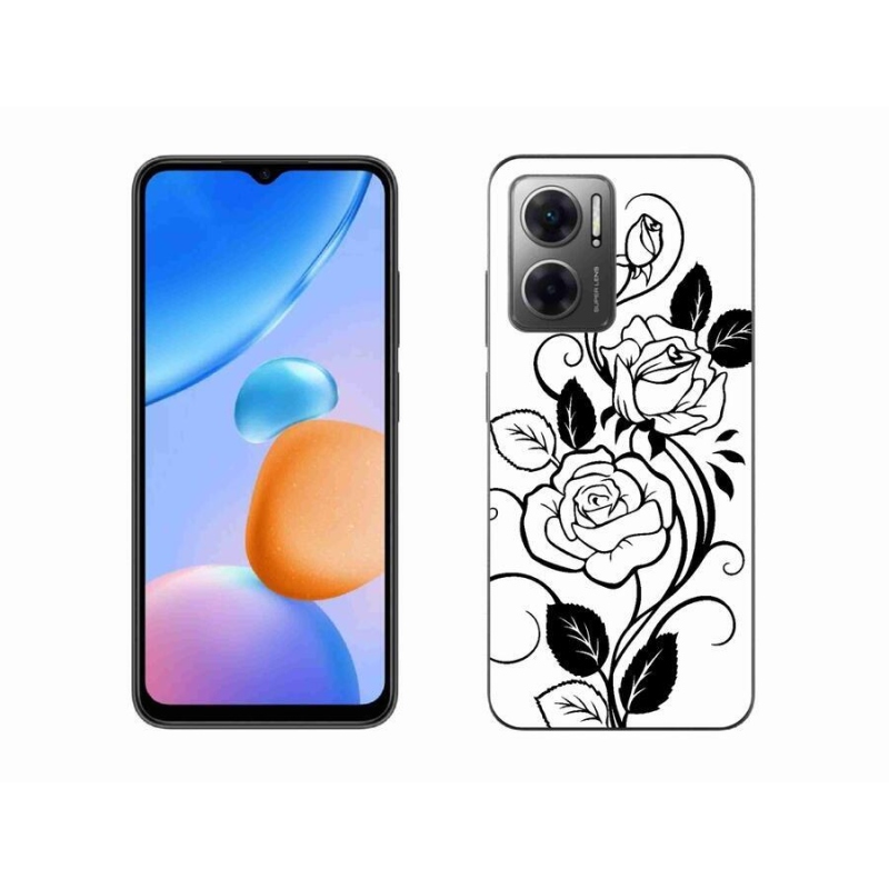 Gél borítás mmCase a Xiaomi Redmi 10 5G-hez - fekete és fehér rózsa