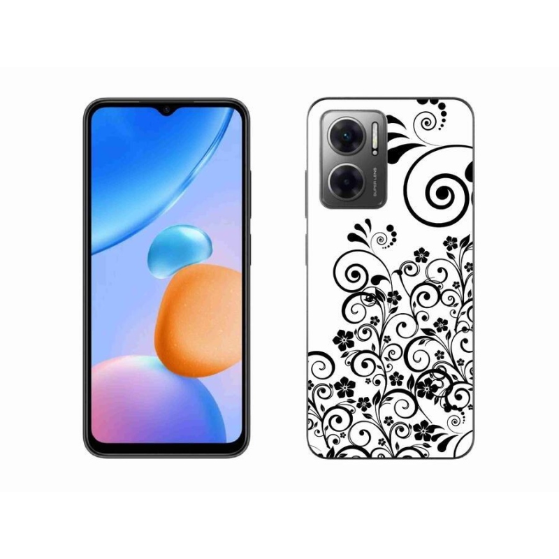 Gél borítás mmCase a Xiaomi Redmi 10 5G készülékhez - fekete és fehér virágmintás