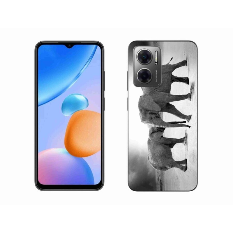 Gél borító mmCase a Xiaomi Redmi 10 5G-hez - fekete és fehér elefántok
