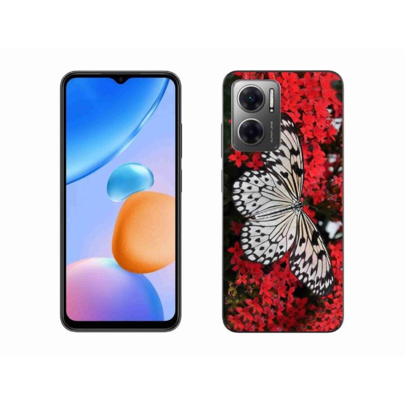 Gél borítás mmCase a Xiaomi Redmi 10 5G-hez - fekete és fehér pillangó 1